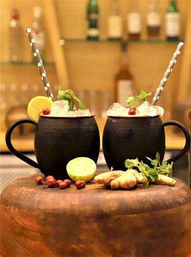 Taza De Cobre Puro Moscow Mule Negra Mate De 16 Oz Para Bebe