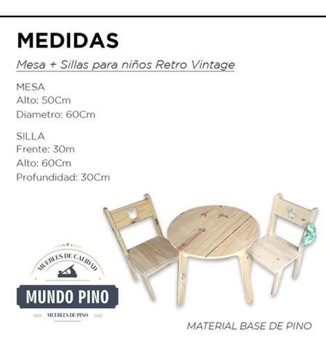 Imagen 3 de 7 de Sillita Sillas Para Nenes En Pino Mas Mesa Obsequio