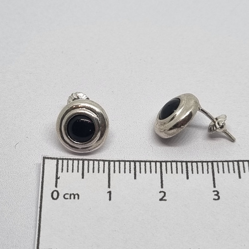 Imagen 5 de 6 de Aros Plata Con Piedra Onix
