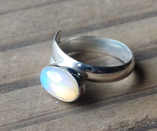 Anillo Opalo De Etiopia Plata 925 Ajustable Proteccion Art09 Plateado Ajustable