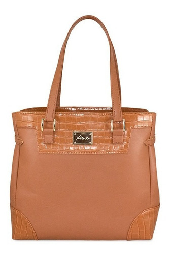 Imagen 1 de 4 de Bolsa Tote Detalle Reptil Color Camel Pawo