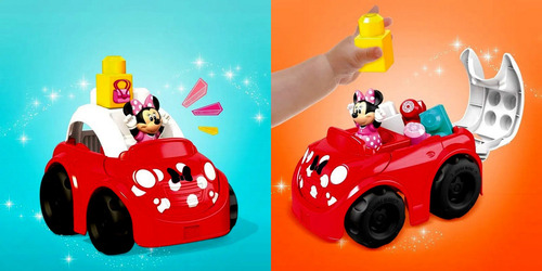 Veículo Carro Carrinho Conversível Blocos De Montar Mega Bloks Para Bebê E Criança - Disney - 18 Peças - Com Peça Boneca Personagem Minnie Mouse - Aprenda Brincando - Mattel Brinquedos