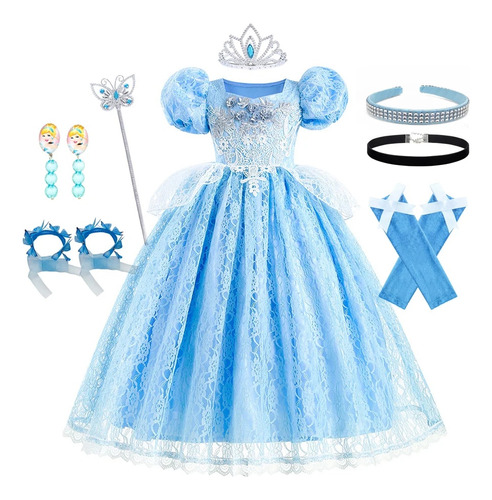 Vestido De Princesa Color Melocotón Para Niña  Disfraz De Pu