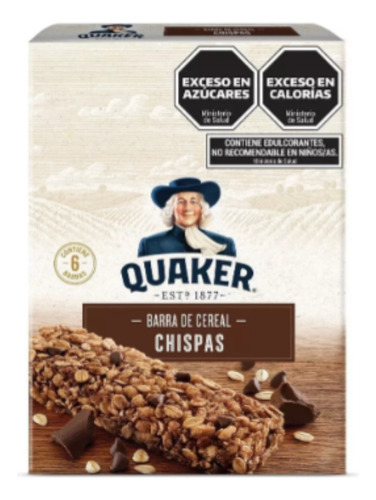 Barra De Cereal Quaker Chispas De Chocolate 156 Gr Desayuno