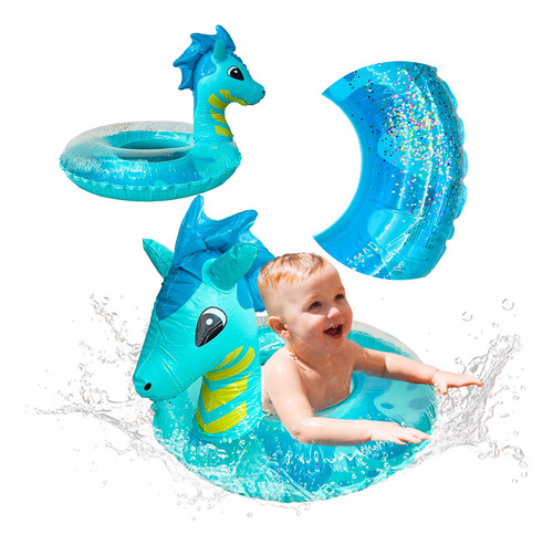 Salvavidas Dragón Infantil Azul Inflable Flotador Niños Agua