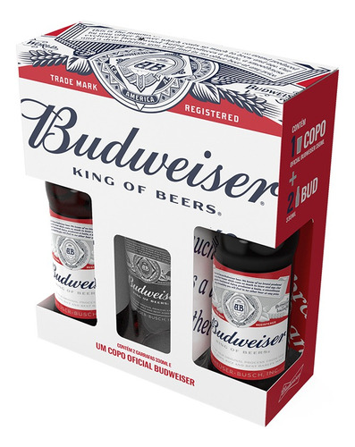 Kit Budweiser 330ml 2 Unidades + Copo De Vidro 350ml