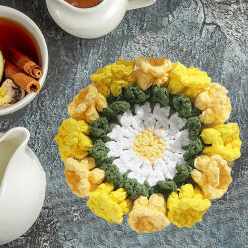 Posavasos Tejidos A Mano De Crochet Linda De Aislamiento
