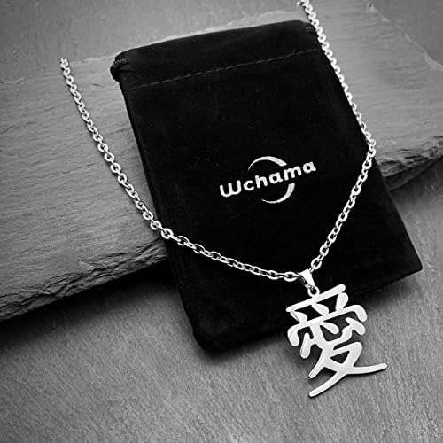Wchama Love Kanji Collar Japonés Para Hombres Mujeres Cadena