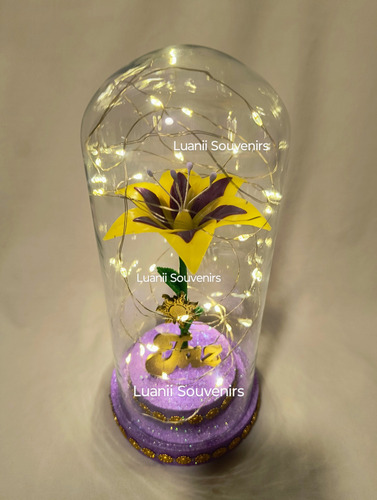 Centro De Mesa De Cúpula Con Luz Con Flor De Rapunzel 22cm