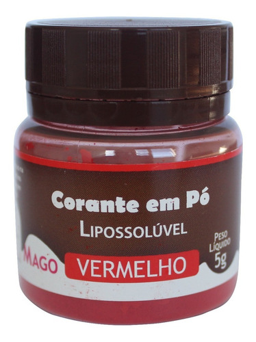 Corante Em Pó Para Chocolate Lipossolúvel Vermelho 5g Mago