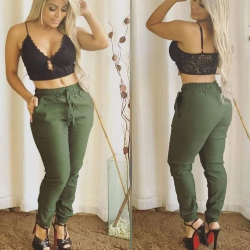 Calça Jogger Feminina Bomber Bengaline Com Elastico E Bolso