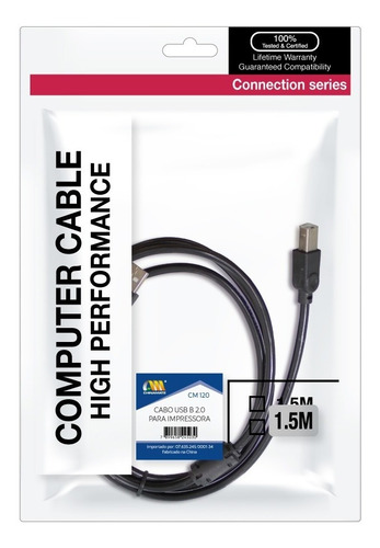 Imagem 2 de 5 de Cabo Md9 Usb 2.0 Am/bm Para Impressoras 1 Metros