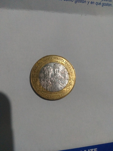 Mondena De 20 Pesos Del Centenario De La Gesta Heroica De Ve