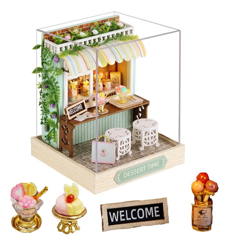Mini Casa De Muñecas De Madera A Escala 1:24 Para Habitación