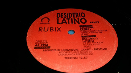 Rubix Desiderio Latino (remix) Vinilo Maxi Italy 1989