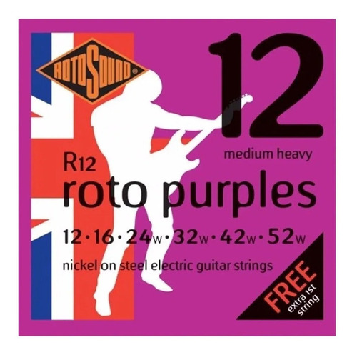 Imagen 1 de 1 de Encordado P/guitarra Electrica Rotosound R12-52 Roto Purples