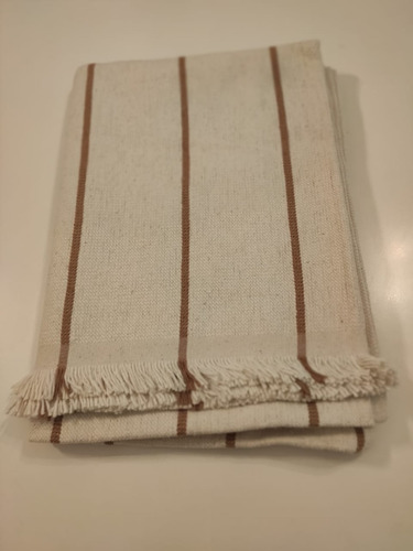 Imagen 5 de 9 de Manta / Pie De Cama Telar 1.50x1.90 Crudo Con Rayas - Tigre