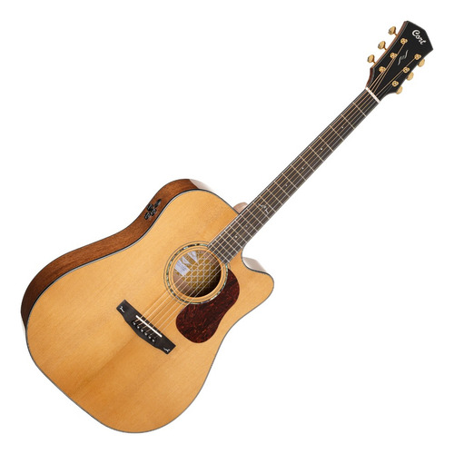 Violão Maciço Cort Gold Dc6 Folk Com Hard Bag Regulado Natural Destro Ébano