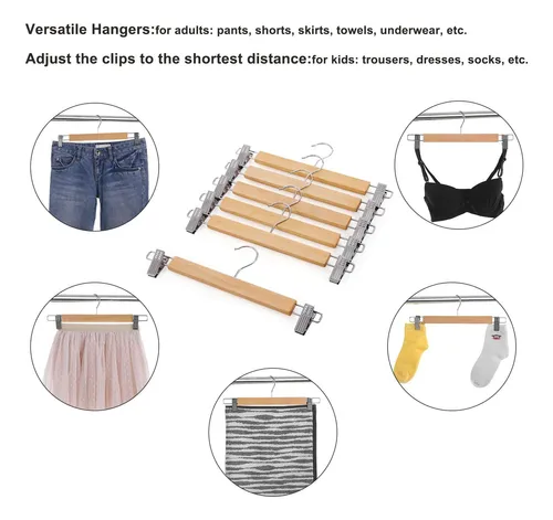Paquete De 12 Perchas De Madera Para Pantalones Songmics Con