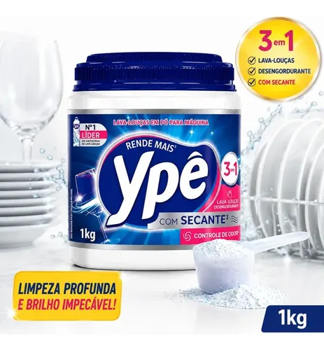 Detergente Lava-louças Em Pó Ypê 1kg Para Máquina Original