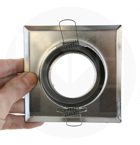 Imagen 5 de 10 de Spot De Embutir Cuadrado Metal Acero 10cm + Dicroica Led