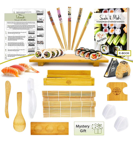 Kit Sushi De Bambú Con Todo Lo Necesario Para Hacer Sushi En