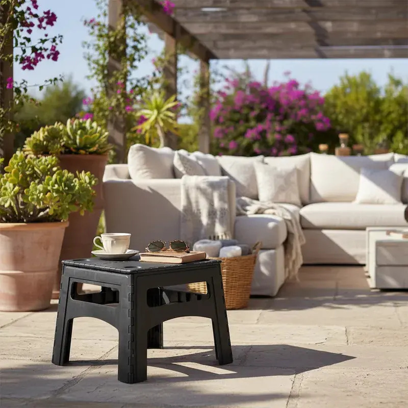 Mesa Plegable Camping Plástico Color Negro