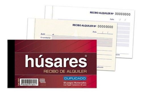 Talonario Husares 1824 Recibo Alquiler Duplicado Pack X40