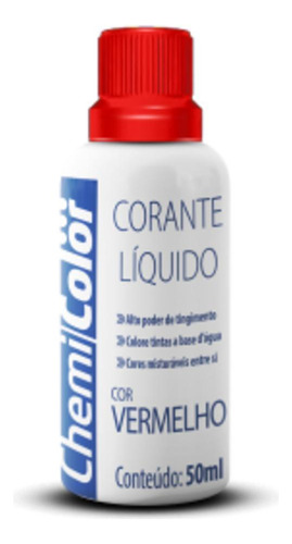 Corante Líquido 50ml Com 12 Unidades Vermelho