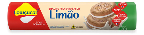 Biscoito recheado Lowçucar zero açucares sabor limão 120g