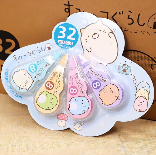 Paquete De 4 Pzs Cinta Corrector Kawaii 5 Mm X 8 M