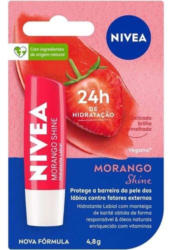 Hidratante Labial Lip Care Nivea Morango Shine 4,8g