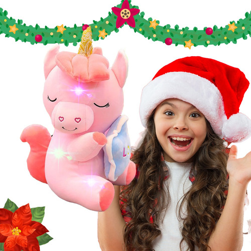 Unicornio Cerdito Puerquito Bebé Peluche +suave Rosa Luz Led