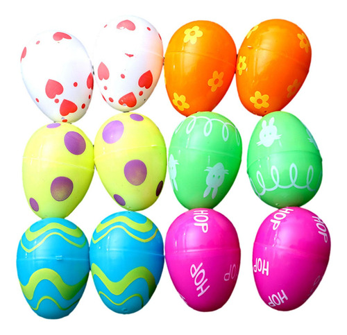 12 Uds. De Huevos De Pascua Vacíos Impresos, Decoración