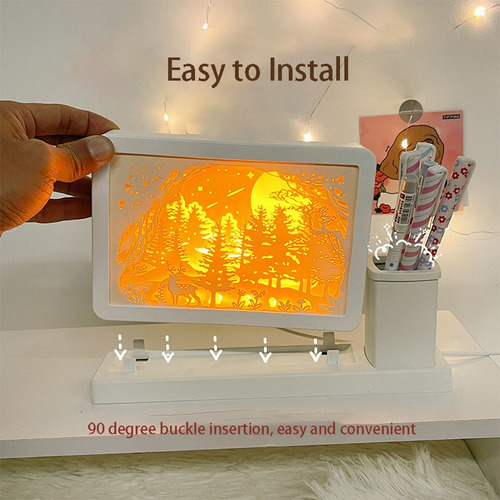 Portalápices Espejo Iluminado Usb Luz Nocturna Led