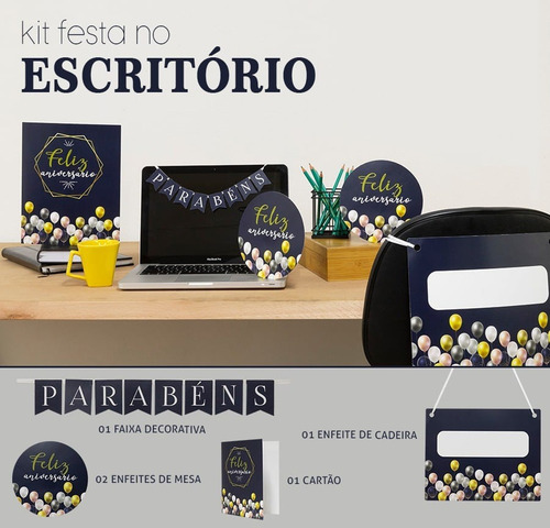 Kit Festa No Escritório Happy Day Decoração
