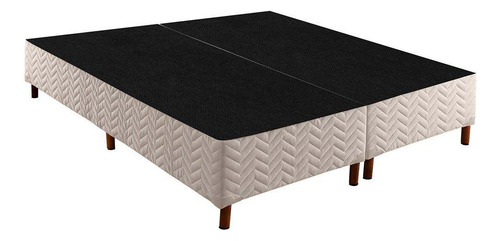 Cama Box Base King Sommier Rústico Bordado White (193x203x30