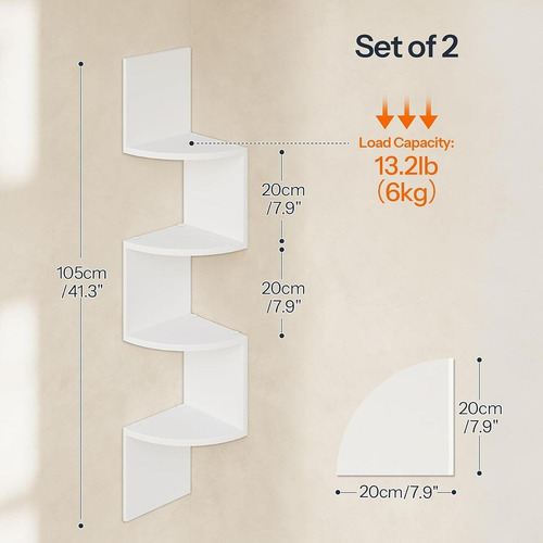 Montaje De Pared De Estante De 2x En 4 Niveles De 4 Blanco