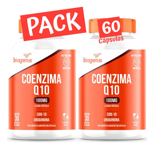 Kit Coenzima Q10 100mg Coq-10 Ubiquinona 60 Caps Biogens