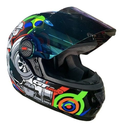 Capacete Fechado Fw3 Narigueira Viseira Gt Turbo Masculino Cor Preto Tamanho do capacete 56