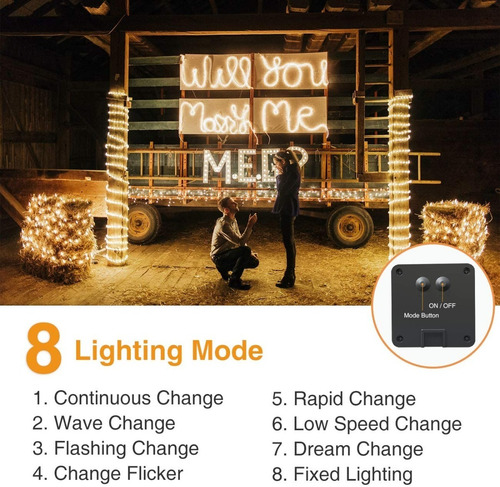 Imagen 3 de 10 de Guirnalda De Luces Solares 12m 120 Led Exteriores Decoracion