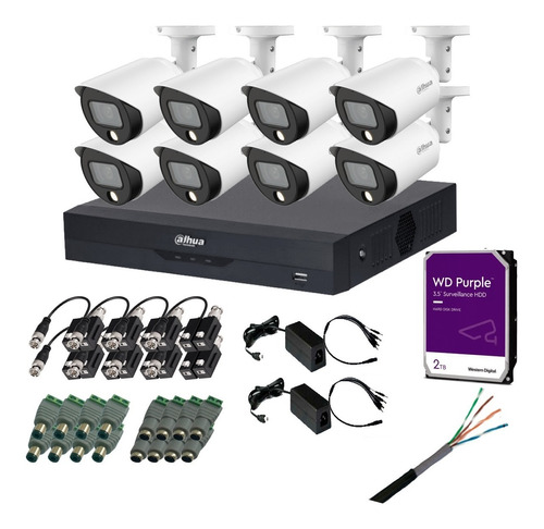 Kit Dvr 8ch 5mp + 8 Cam 5mp Full Color + 100m Utp + Accesori