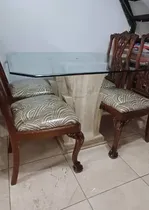 Comprar Mesa De Comedor Con Base De Mármol Y Sus Cuatro Sillas 