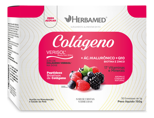 Colágeno Verisol Ácido Hialurônico Frutas Vermelhas Herbamed