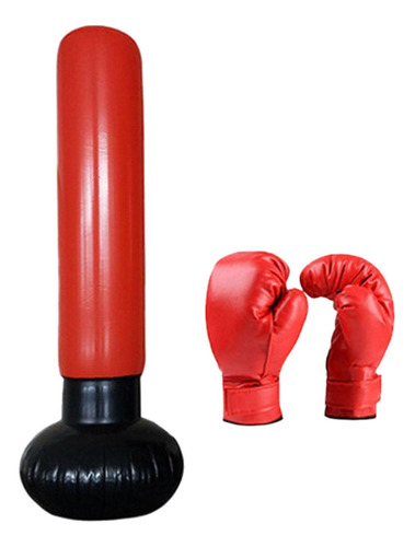 Bolsa De Boxeo Inflable Con Guantes De Boxeo Rojo