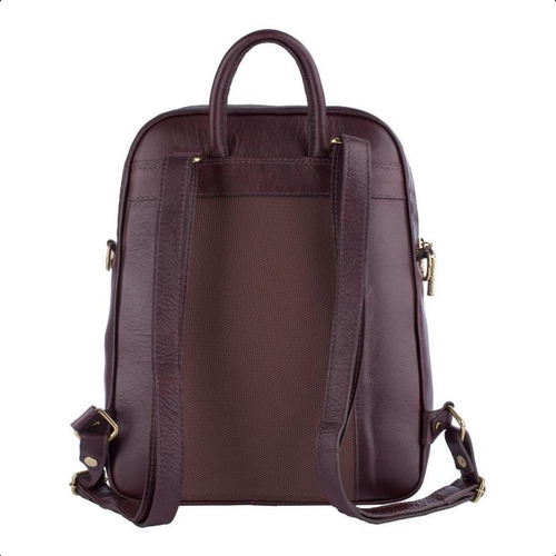 Mochila Feminina De Couro Com Matelassê Lune Cor Marsala