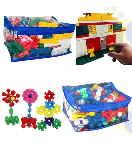 Brinquedos Blocos De Montar Infantil Educativo Kit 2 Estojos