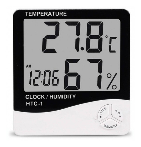 Termometro Ambiental Higrometro Digital Medidor De Temperatura Hidrometro Reloj Alarma Htc-1 Pasteleriacl