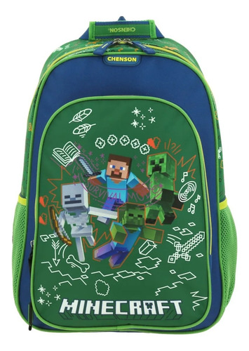 Mochila Escolar Minecraft 100% Original Amplia Mc66071g