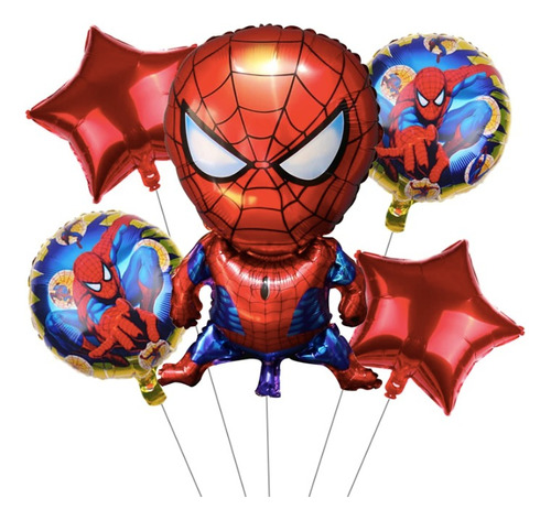 Set De Globos Metalizados  De Spiderman Hombre Araña